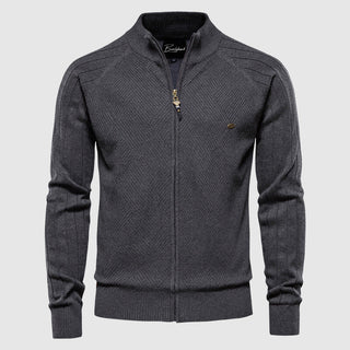 Klassische Stehkragen-Strickjacke für Herren | Reißverschluss