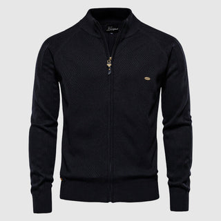 Klassische Stehkragen-Strickjacke für Herren | Reißverschluss