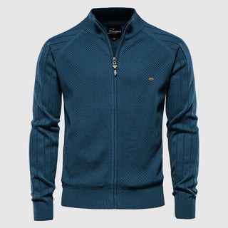 Klassische Stehkragen-Strickjacke für Herren | Reißverschluss