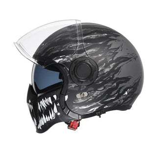Modularer Vintage Motorradhelm Mit Doppelvisier