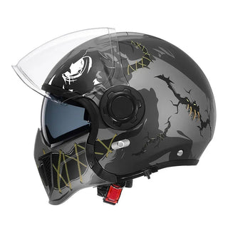 Modularer Vintage Motorradhelm Mit Doppelvisier