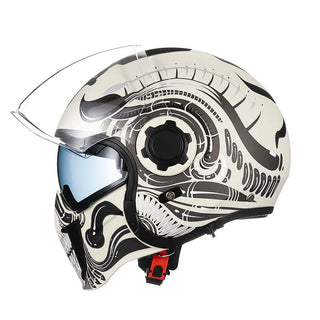 Modularer Vintage Motorradhelm Mit Doppelvisier