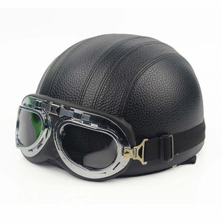 Glänzender Vintage Retro Halbgesichts Motorradhelm