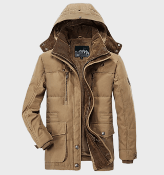 Stylebewusst - Dicke Winterjacke für Männer mit Kapuze und tiefen Taschen Jacke