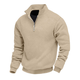 Strukturierter Pullover Mit Halbem Reißverschluss Für Herren | Langarm