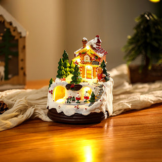 Festliche Weihnachts Schneehaus mit LED-Lichtern und Musik