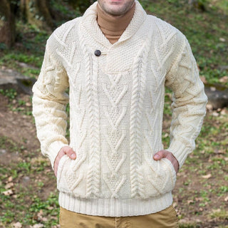 Herrenpullover mit Einem Knopf | Schalkragen