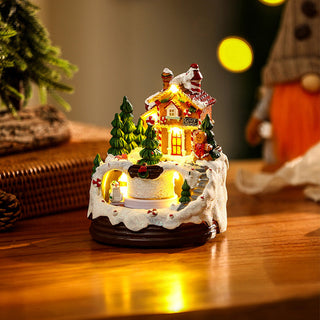Festliche Weihnachts Schneehaus mit LED-Lichtern und Musik