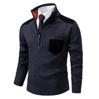 Herren-Pullover mit Viertelreißverschluss | mit Stehkragen