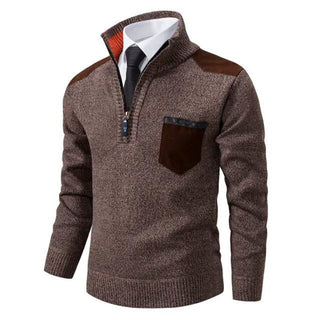 Herren-Pullover mit Viertelreißverschluss | mit Stehkragen