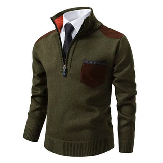 Herren-Pullover mit Viertelreißverschluss | mit Stehkragen