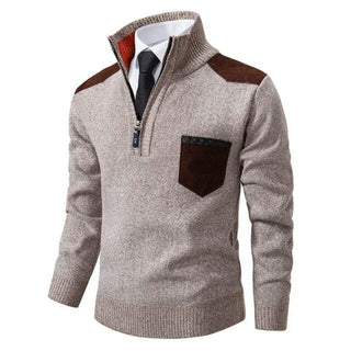 Herren-Pullover mit Viertelreißverschluss | mit Stehkragen