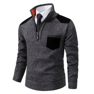 Herren-Pullover mit Viertelreißverschluss | mit Stehkragen