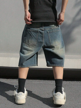 UrbanFlex Herren Baggy Stretch-Jeans-Shorts