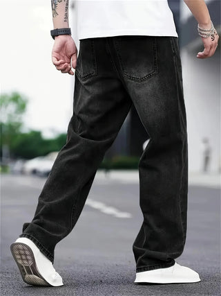 Herren Unifarbene Baggy Jeans mit geradem Bein | Stilvoll
