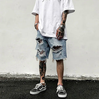 RebelWear Herren Ripped Jeans Shorts