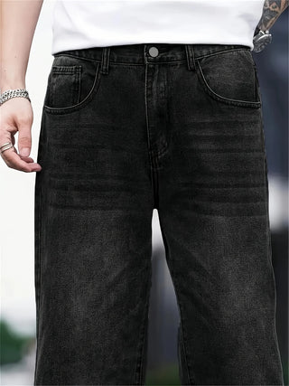 Herren Unifarbene Baggy Jeans mit geradem Bein | Stilvoll