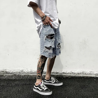 RebelWear Herren Ripped Jeans Shorts