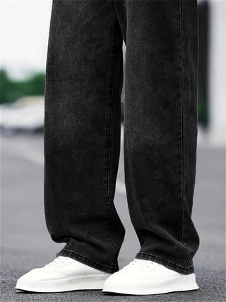 Herren Unifarbene Baggy Jeans mit geradem Bein | Stilvoll