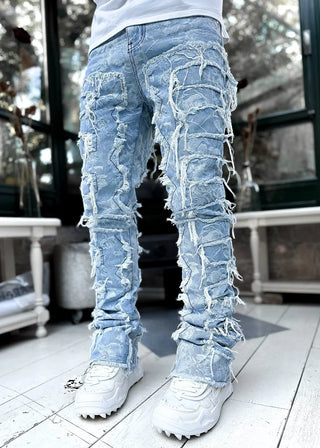 Zerrissene Baggy Jeans mit Patches für Herren | Lässig
