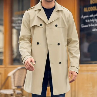 Langärmliger Warmer Trenchcoat Für Herren | Klassisch