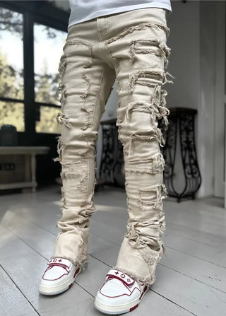 Zerrissene Baggy Jeans mit Patches für Herren | Lässig