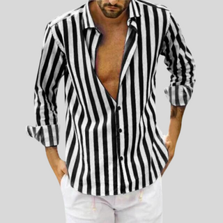 Herren Sommer Gestreiftes Hemd | Langarm