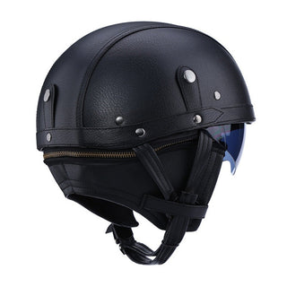 Retro Motorradhelm Für Herren Mit Integriertem Einziehbarem Visier