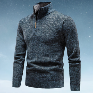 Warmer Herrenpullover Mit Halbem Reißverschluss | Rollkragen