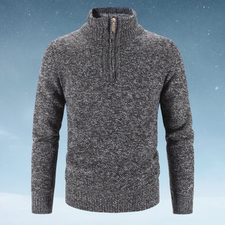 Warmer Herrenpullover Mit Halbem Reißverschluss | Rollkragen