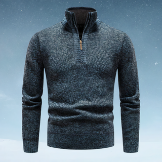 Warmer Herrenpullover Mit Halbem Reißverschluss | Rollkragen
