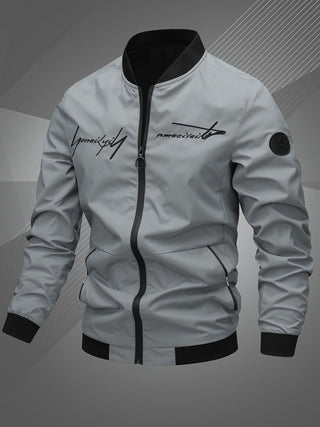 Herren Komfortable Bestickte Übergangsjacke | Mit Buchstaben-Design