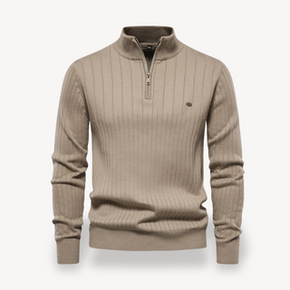 Herren-Strickpullover mit Viertelreißverschluss | Langarm