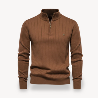 Herren-Strickpullover mit Viertelreißverschluss | Langarm