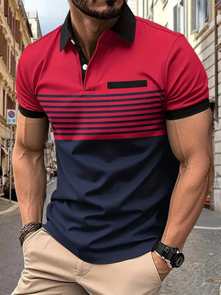 Herren Sommer Gestreiftes Polo | Kurzarm