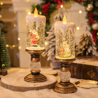 Flammenlose LED-Weihnachtskerzen mit Schnee Effekt