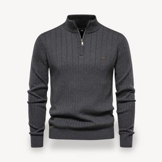 Herren-Strickpullover mit Viertelreißverschluss | Langarm