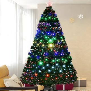 Weihnachtsbaum mit Stern und LED-Lichtern