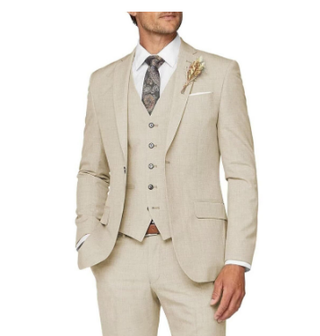 Herren Dreiteiliger Hochzeitsgastanzug | Beige