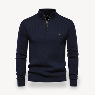 Herren-Strickpullover mit Viertelreißverschluss | Langarm